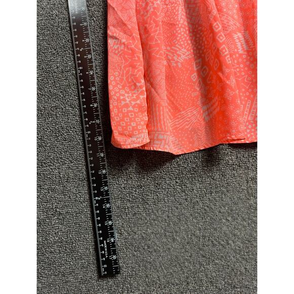 Torrid Doodle Print Georgette Ruffle Blouse Womens Size 2 (2X) Neon Coral - Picture 5 of 6